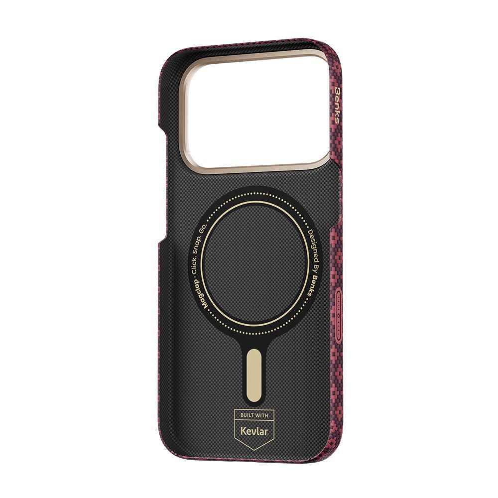Apple iPhone 17 Pro Kılıf M-Safe Şarj Özellikli Benks ArmorAir ArmorGrid Serisi C1 Kevlar Karbon Kapak