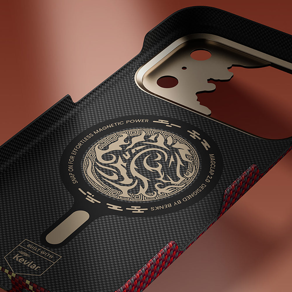 Apple iPhone 17 Pro Kılıf M-safe Şarj Özellikli Karbon Fiber Tasarımlı Benks Knight ArmorAir Kevlar Kapak