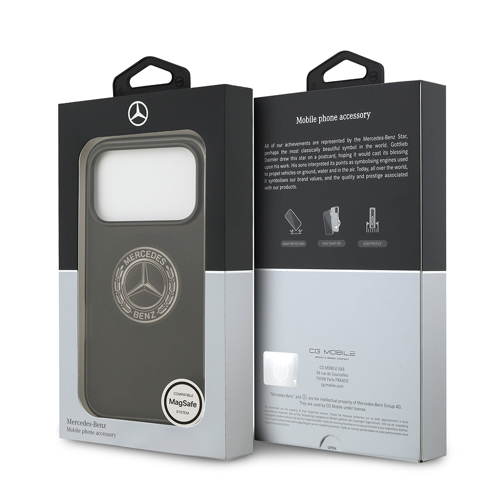 Apple iPhone 17 Pro Kılıf Mercedes Benz Orjinal Lisanslı M-safe Şarj Özellikli Buzlu PC Nostaljik Yıldız Dizayn Kapak