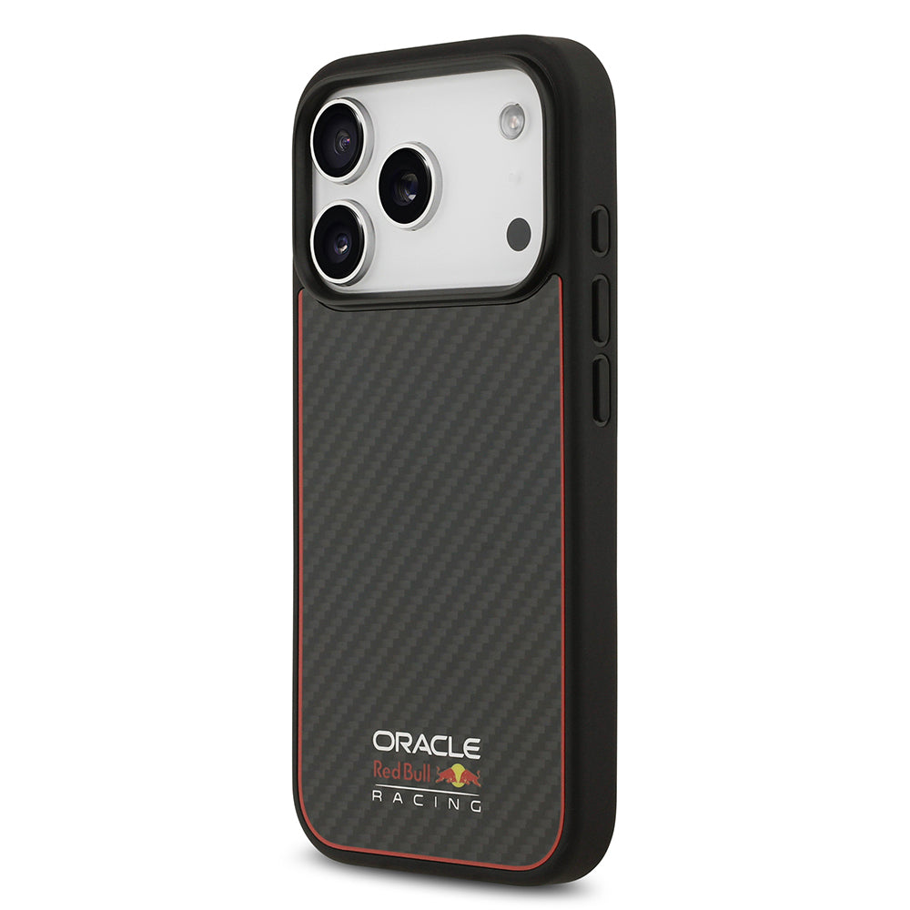 Apple iPhone 17 Pro Kılıf Redbull Orjinal Lisanslı M-safe Şarj Özellikli Karbon Fiber Parlayan Logolu Kevlar Kapak