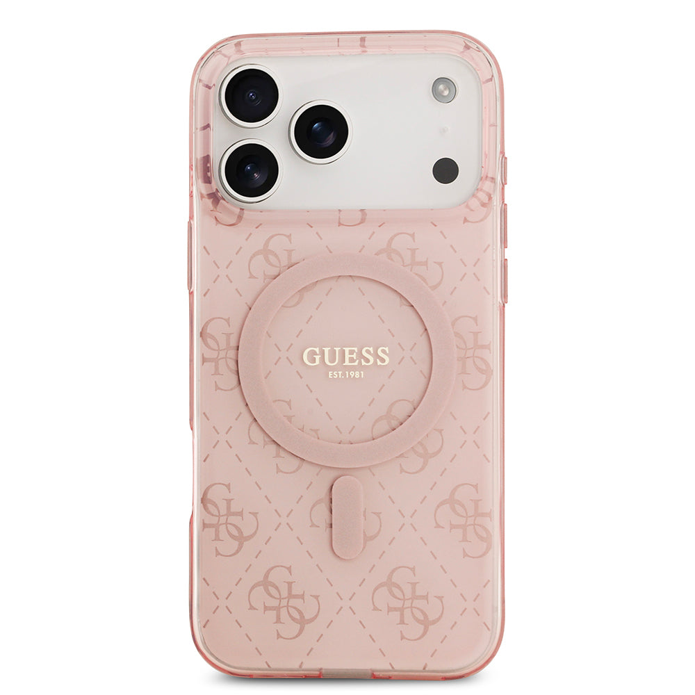 Apple iPhone 17 Pro Max Kılıf Guess Orjinal Lisanslı M-safe Şarj Özellikli IML Baskılı Klasik Logolu 4G Desenli Kapak