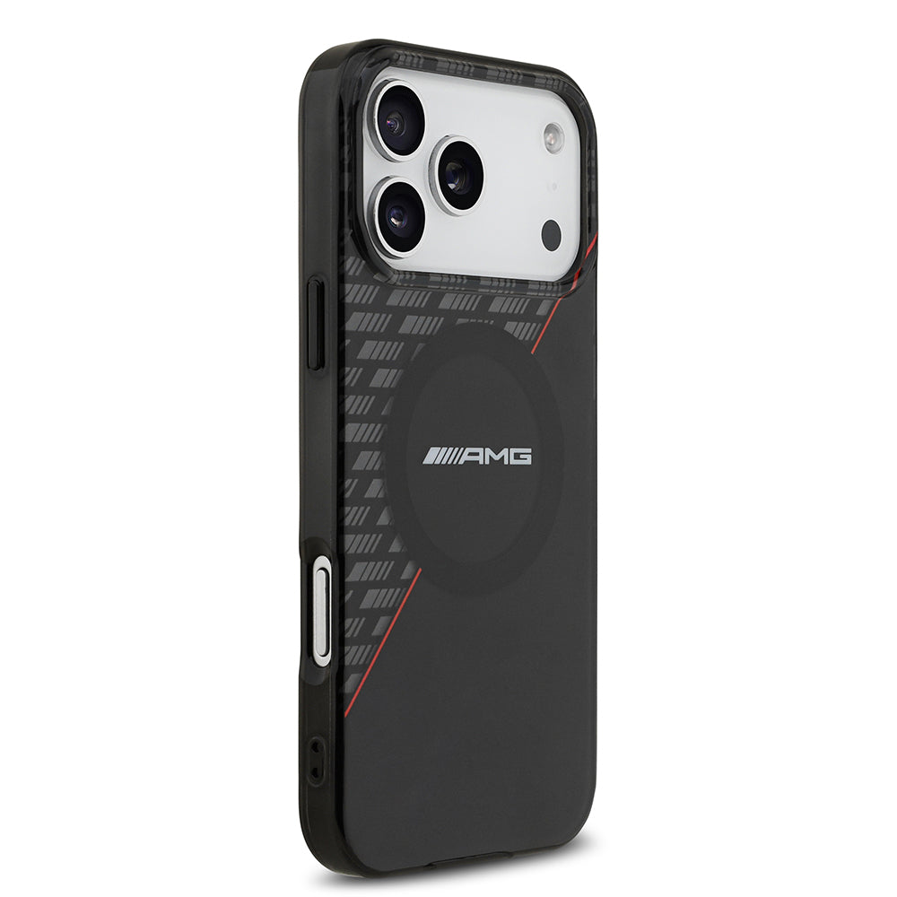Apple iPhone 17 Pro Max Kılıf AMG Orjinal Lisanslı M-safe Şarj Özellikli Çift Katmanlı Kırmızı Çapraz Çizgili Kapak