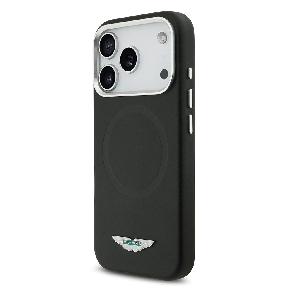 Apple iPhone 17 Pro Max Kılıf Aston Martin Orjinal Lisanslı M-safe Şarj Özellikli Metal Logolu PU Deri Kapak