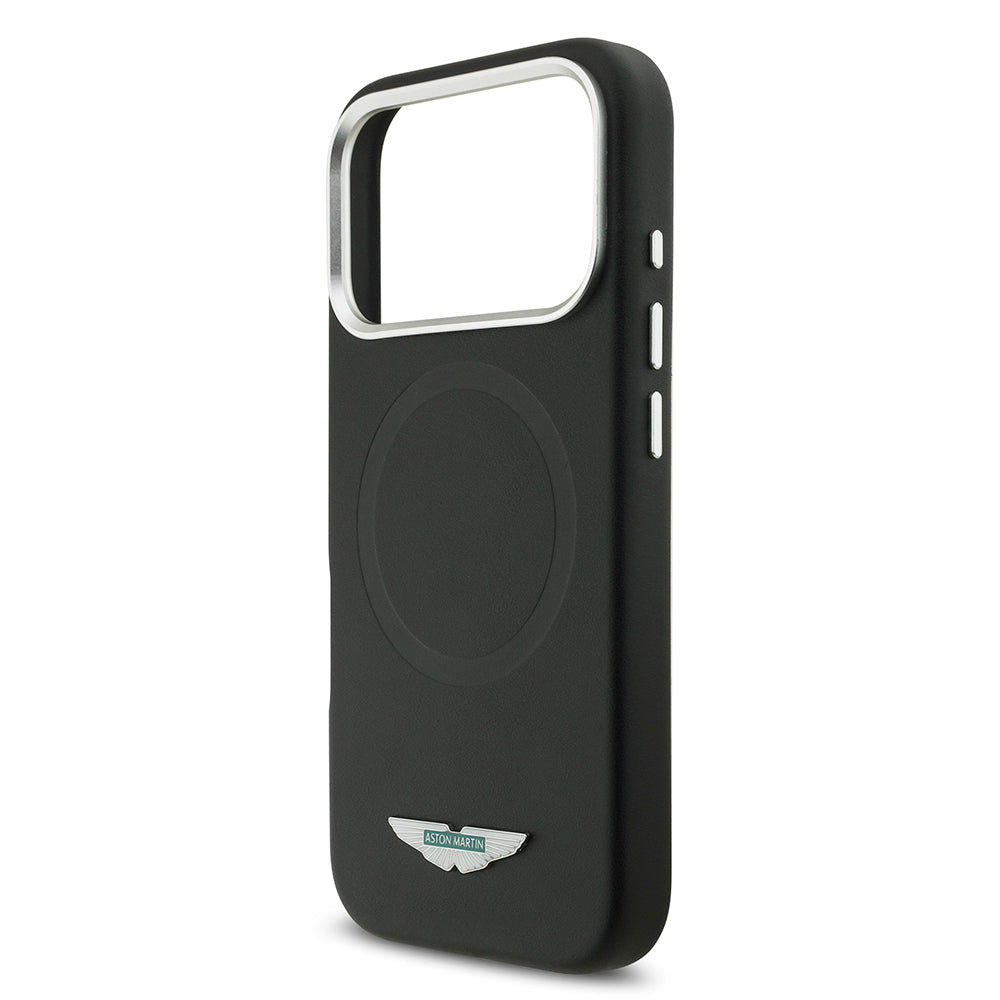 Apple iPhone 17 Pro Max Kılıf Aston Martin Orjinal Lisanslı M-safe Şarj Özellikli Metal Logolu PU Deri Kapak