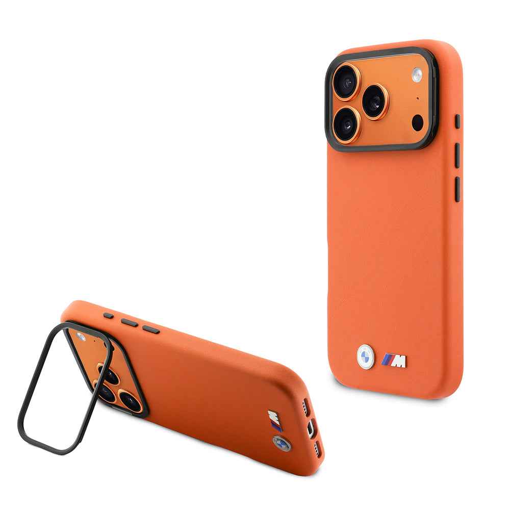 Apple iPhone 17 Pro Max Kılıf BMW Orjinal Lisanslı M-safe Şarj Özellikli Standlı Metal Kamera Çerçeveli M Logolu PU Deri Kapak