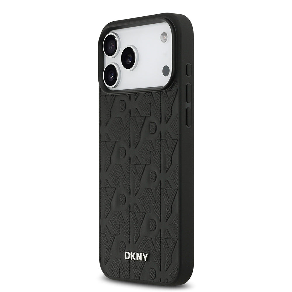 Apple iPhone 17 Pro Max Kılıf DKNY Orjinal Lisanslı M-safe Şarj Özellikli 3D Yazılı Grid Pattern Kapak