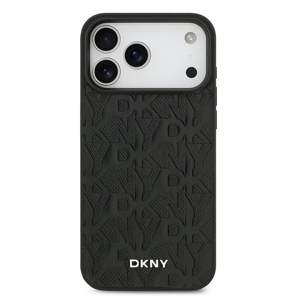Apple iPhone 17 Pro Max Kılıf DKNY Orjinal Lisanslı M-safe Şarj Özellikli 3D Yazılı Grid Pattern Kapak