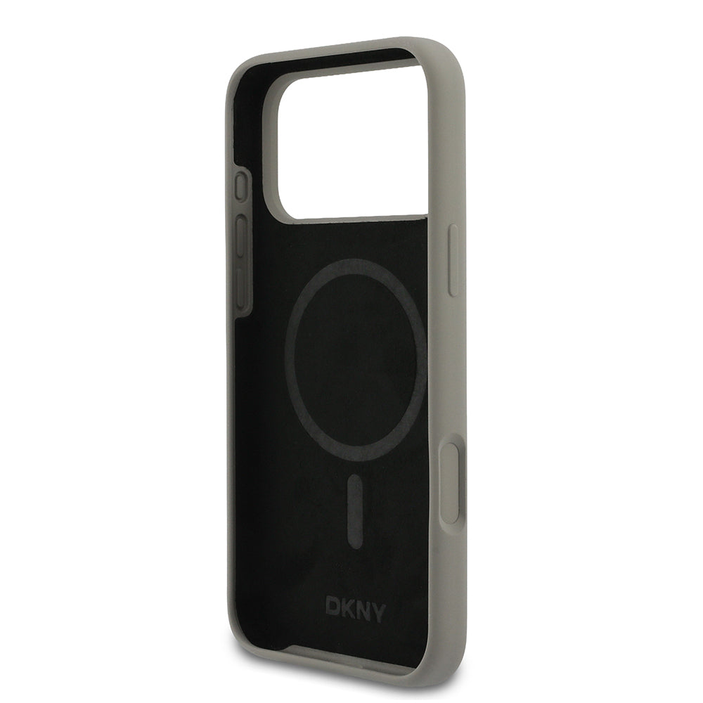 Apple iPhone 17 Pro Max Kılıf DKNY Orjinal Lisanslı M-safe Şarj Özellikli Metal Logolu Silikon Kapak