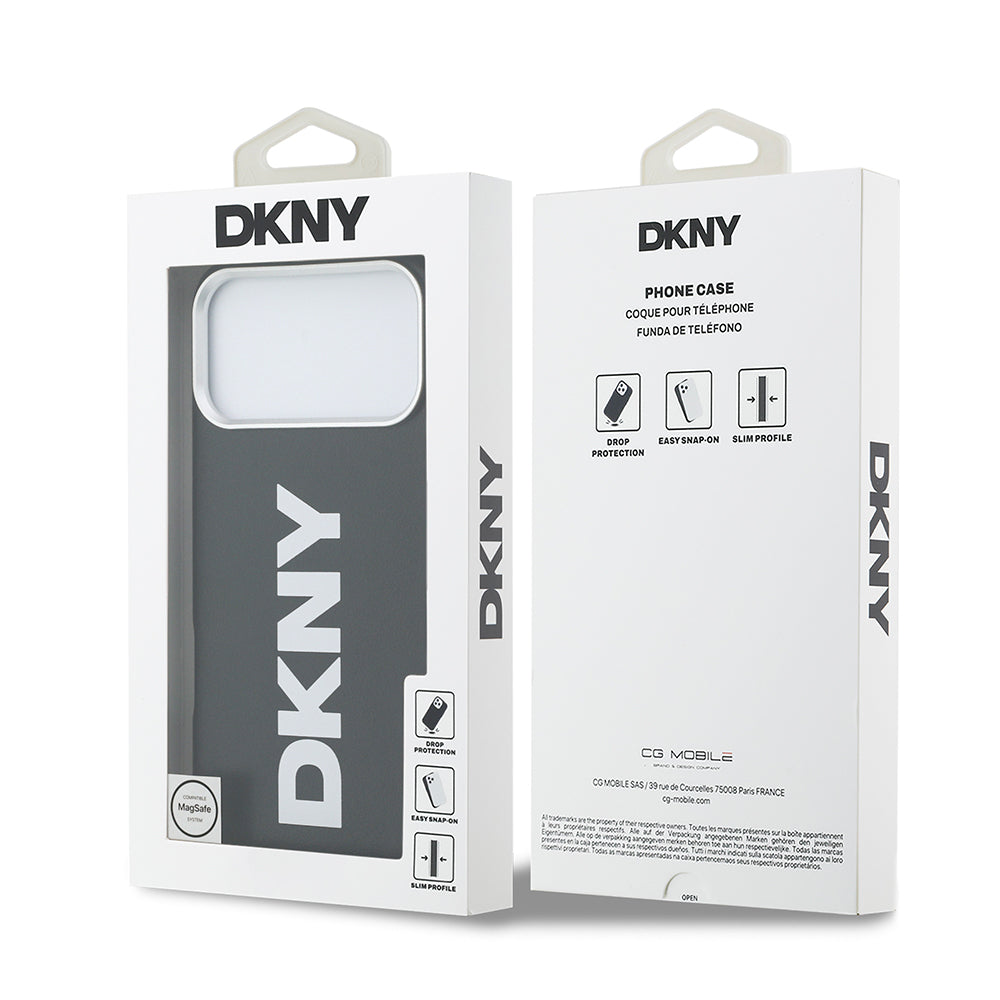 Apple iPhone 17 Pro Max Kılıf DKNY Orjinal Lisanslı M-safe Şarj Özellikli PU Büyük Dikey Logolu Kapak