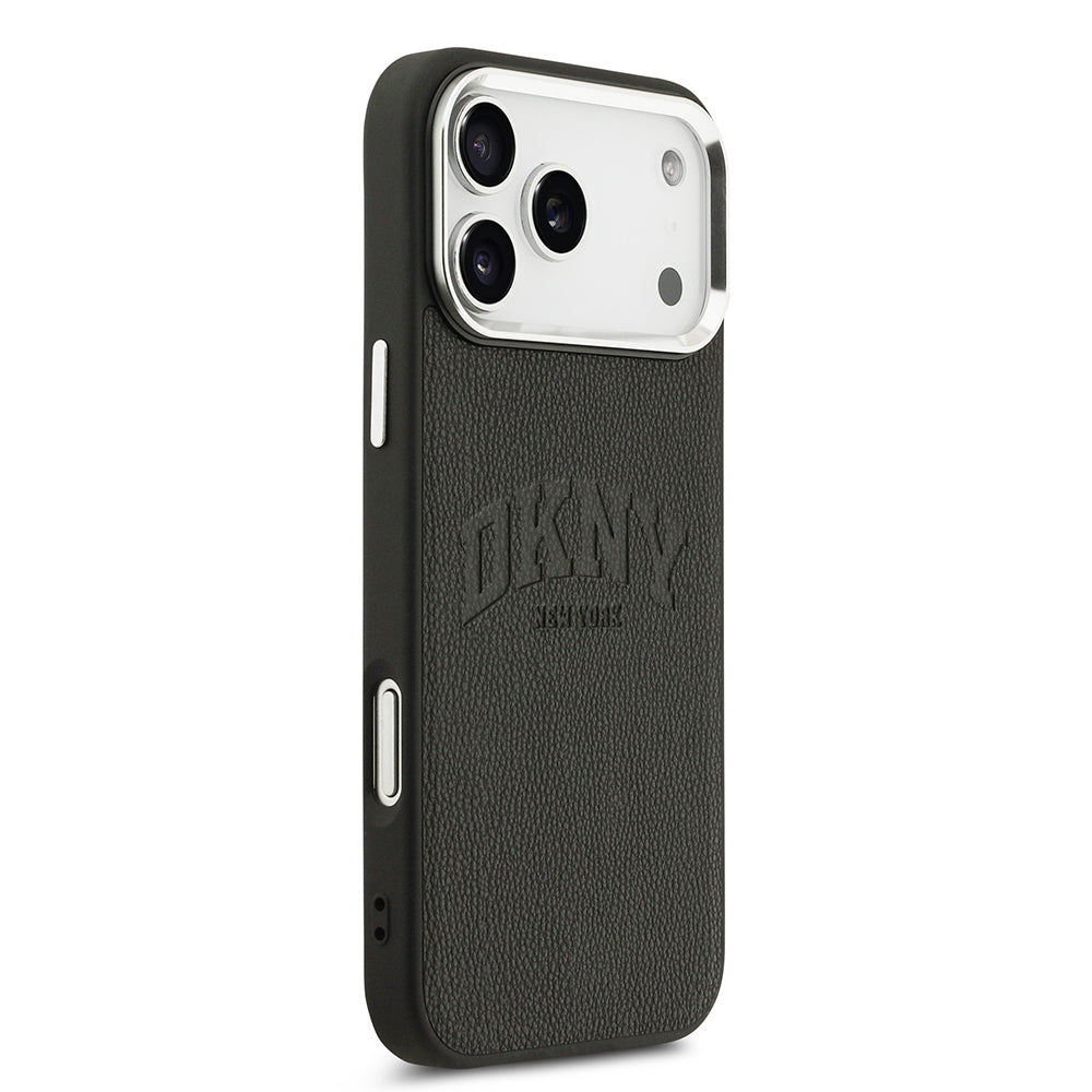 Apple iPhone 17 Pro Max Kılıf DKNY Orjinal Lisanslı M-safe Şarj Özellikli PU Deri Kabartmalı Kapak