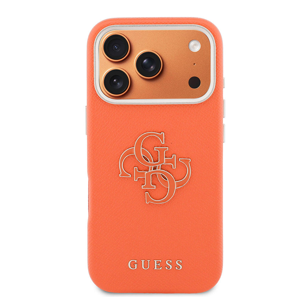 Apple iPhone 17 Pro Max Kılıf Guess Orjinal Lisanslı 4G Büyük Metal Kamera Çerçeveli PU Deri Resin Kapak