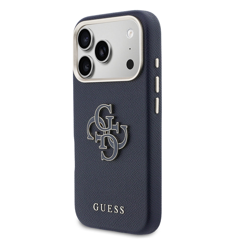 Apple iPhone 17 Pro Max Kılıf Guess Orjinal Lisanslı 4G Büyük Metal Kamera Çerçeveli PU Deri Resin Kapak