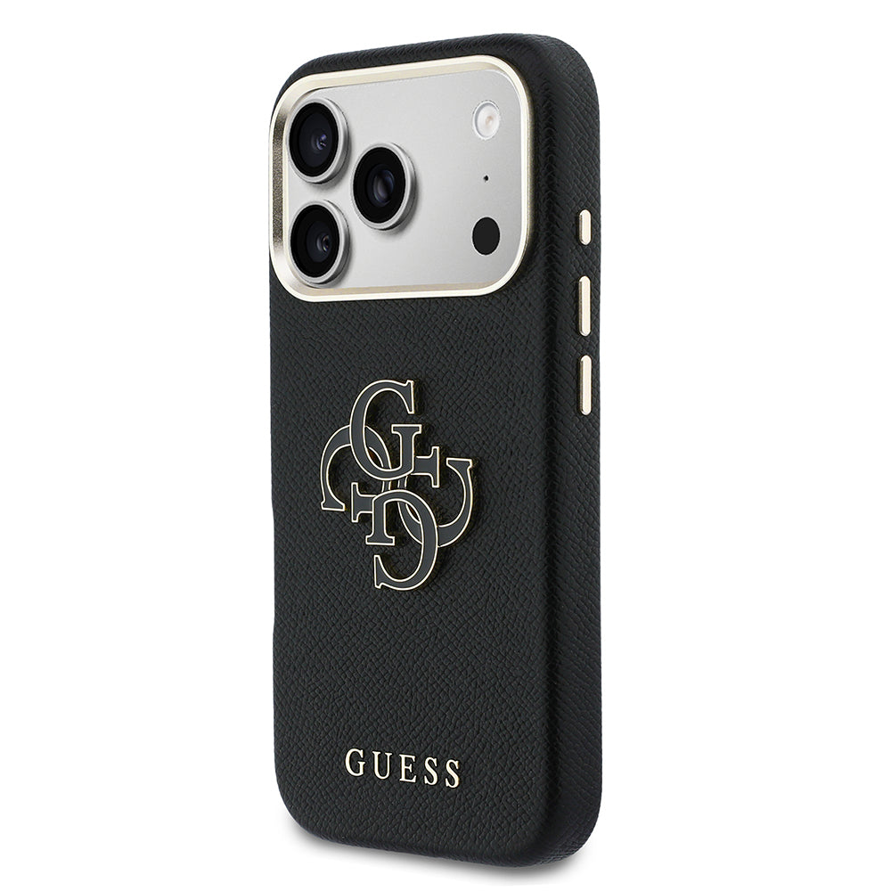 Apple iPhone 17 Pro Max Kılıf Guess Orjinal Lisanslı 4G Büyük Metal Kamera Çerçeveli PU Deri Resin Kapak