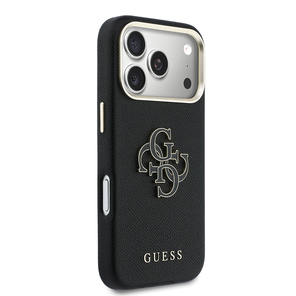 Apple iPhone 17 Pro Max Kılıf Guess Orjinal Lisanslı 4G Büyük Metal Kamera Çerçeveli PU Deri Resin Kapak