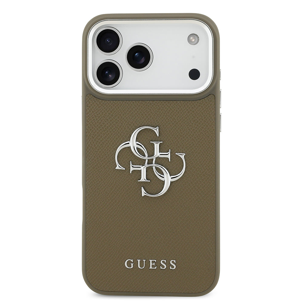 Apple iPhone 17 Pro Max Kılıf Guess Orjinal Lisanslı Grained 4G Metal Büyük Logolu Kapak
