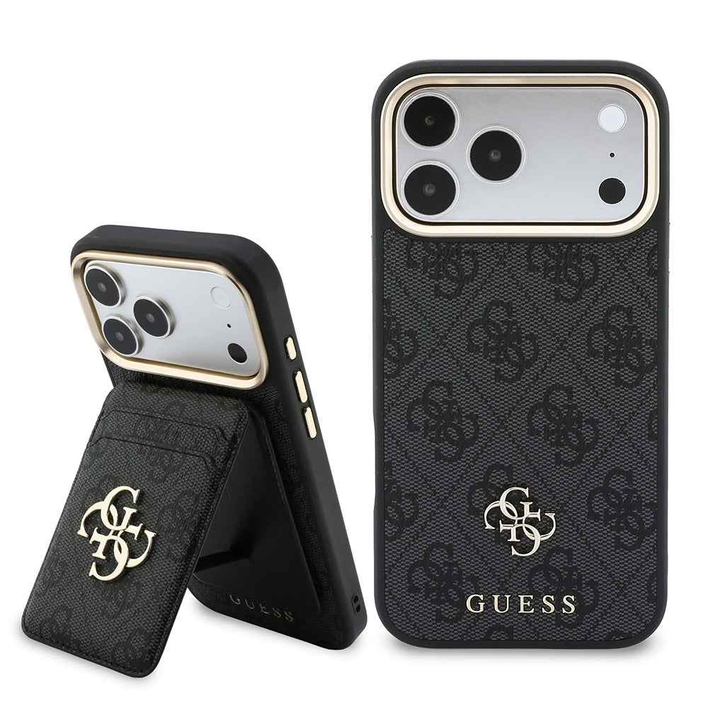 Apple iPhone 17 Pro Max Kılıf Guess Orjinal Lisanslı M-safe Şarj Özellikli 4G Büyük Metal Logolu Kartlıklı Kapak