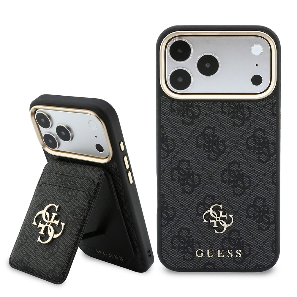 Apple iPhone 17 Pro Max Kılıf Guess Orjinal Lisanslı M-safe Şarj Özellikli 4G Büyük Metal Logolu Kartlıklı Kapak
