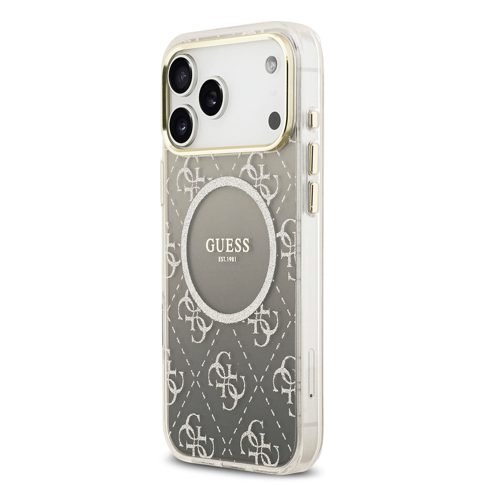 Apple iPhone 17 Pro Max Kılıf Guess Orjinal Lisanslı M-safe Şarj Özellikli 4G Desenli Simli Silikon Kapak