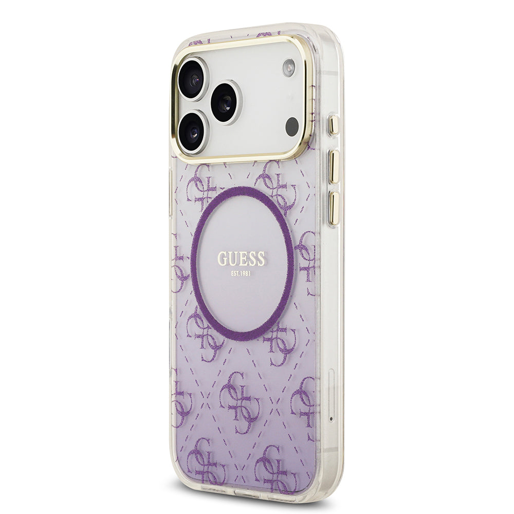Apple iPhone 17 Pro Max Kılıf Guess Orjinal Lisanslı M-safe Şarj Özellikli 4G Desenli Simli Silikon Kapak