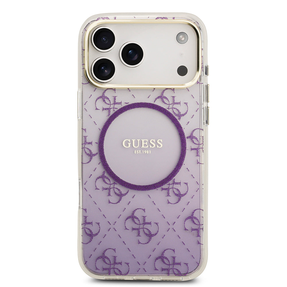 Apple iPhone 17 Pro Max Kılıf Guess Orjinal Lisanslı M-safe Şarj Özellikli 4G Desenli Simli Silikon Kapak