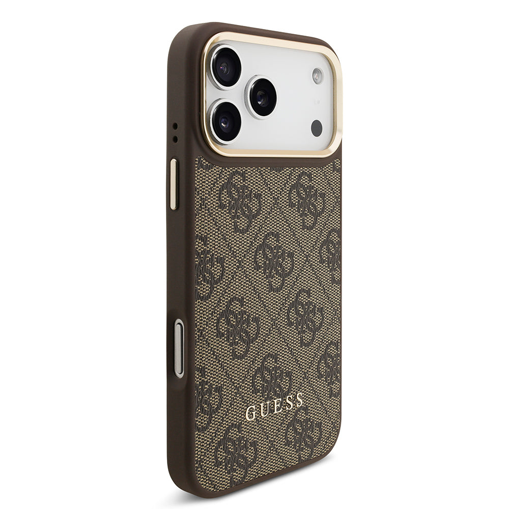 Apple iPhone 17 Pro Max Kılıf Guess Orjinal Lisanslı M-safe Şarj Özellikli 4G Metal Büyük Logolu Kartlıklı Kapak