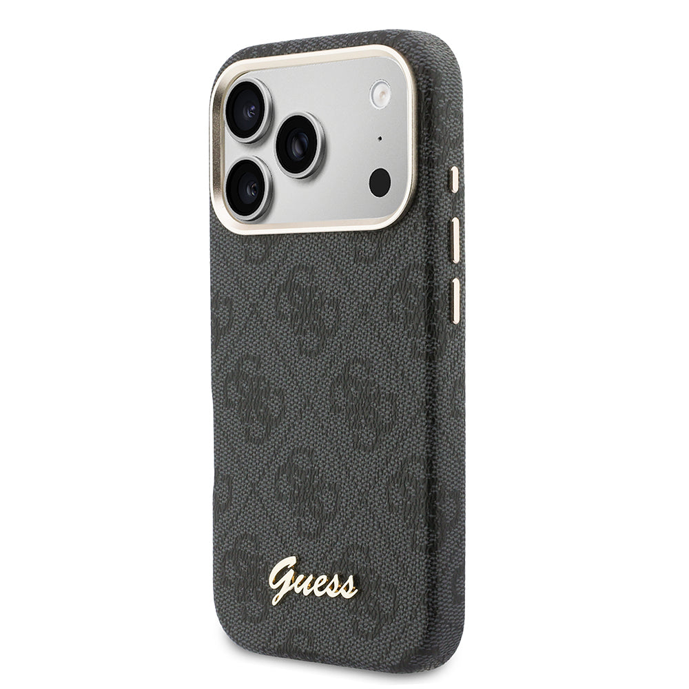 Apple iPhone 17 Pro Max Kılıf Guess Orjinal Lisanslı M-safe Şarj Özellikli Script Yazı Logolu 4G Desenli Kapak