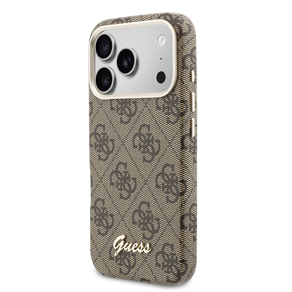 Apple iPhone 17 Pro Max Kılıf Guess Orjinal Lisanslı M-safe Şarj Özellikli Script Yazı Logolu 4G Desenli Kapak
