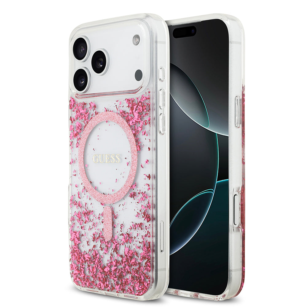Apple iPhone 17 Pro Max Kılıf Guess Orjinal Lisanslı M-safe Şarj Özellikli Transparan Resin Bottom Kapak