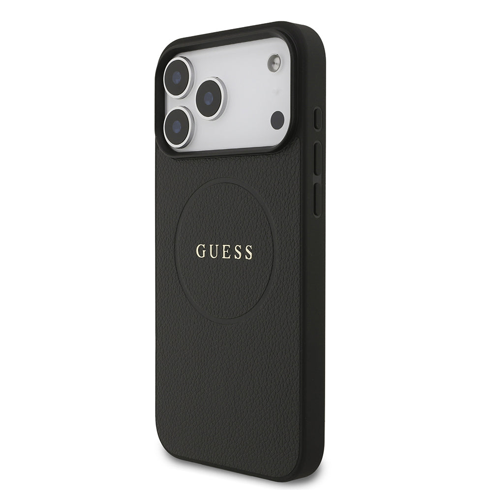 Apple iPhone 17 Pro Max Kılıf Guess Orjinal Lisanslı M-safe Şarj Özellikli Yazı Logolu PU Deri Kapak