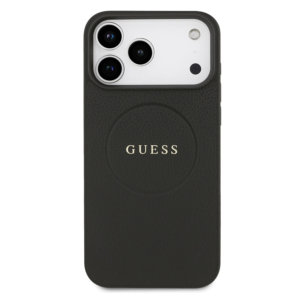 Apple iPhone 17 Pro Max Kılıf Guess Orjinal Lisanslı M-safe Şarj Özellikli Yazı Logolu PU Deri Kapak