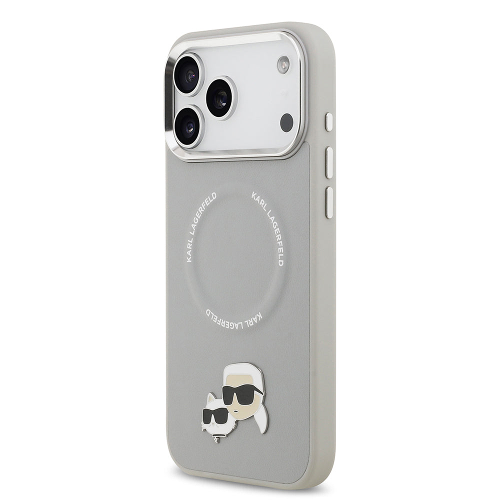 Apple iPhone 17 Pro Max Kılıf Karl Lagerfeld Orjinal Lisanslı M-safe Şarj Özellikli Metal Kamera ve Buton Tasarımlı K&C PU Deri Kapak