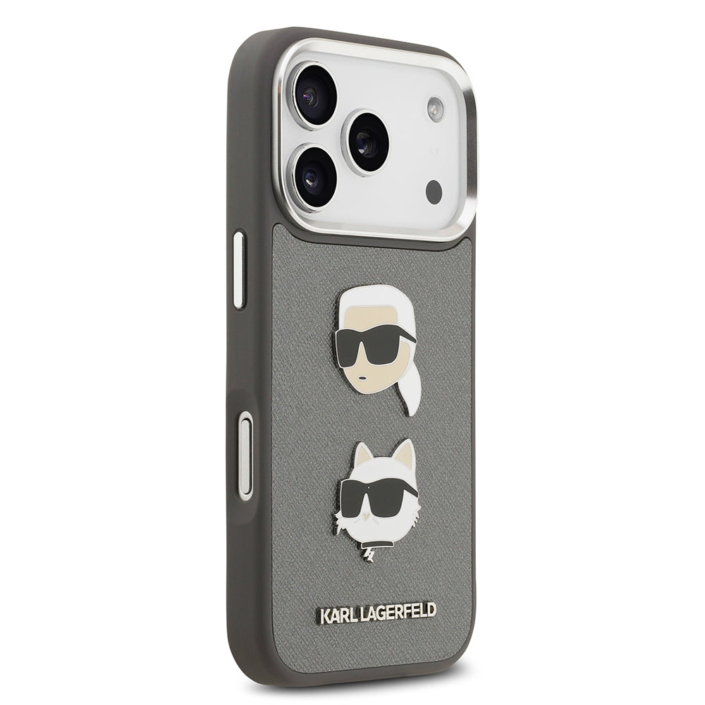 Apple iPhone 17 Pro Max Kılıf Karl Lagerfeld Orjinal Lisanslı Metal Logolu K&C Heads Pin Kapak