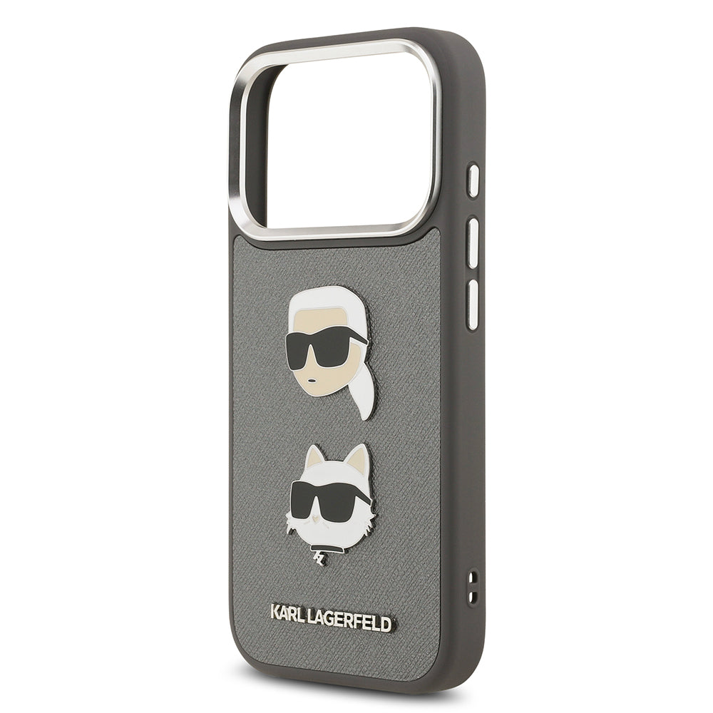 Apple iPhone 17 Pro Max Kılıf Karl Lagerfeld Orjinal Lisanslı Metal Logolu K&C Heads Pin Kapak