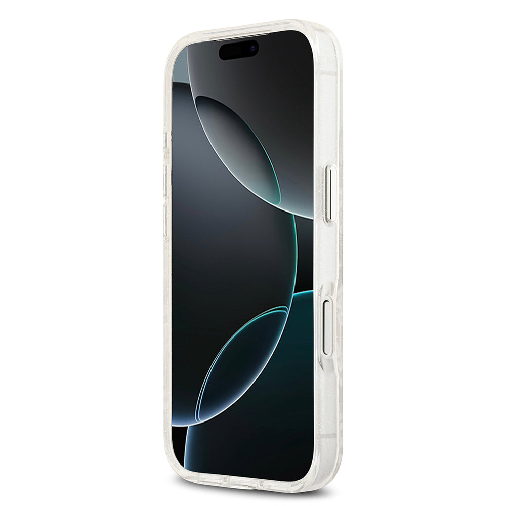 Apple iPhone 17 Pro Max Kılıf Karl Lagerfeld Orjinal Lisanslı Parlayan Simli Karl & Choupette Heads Kapak