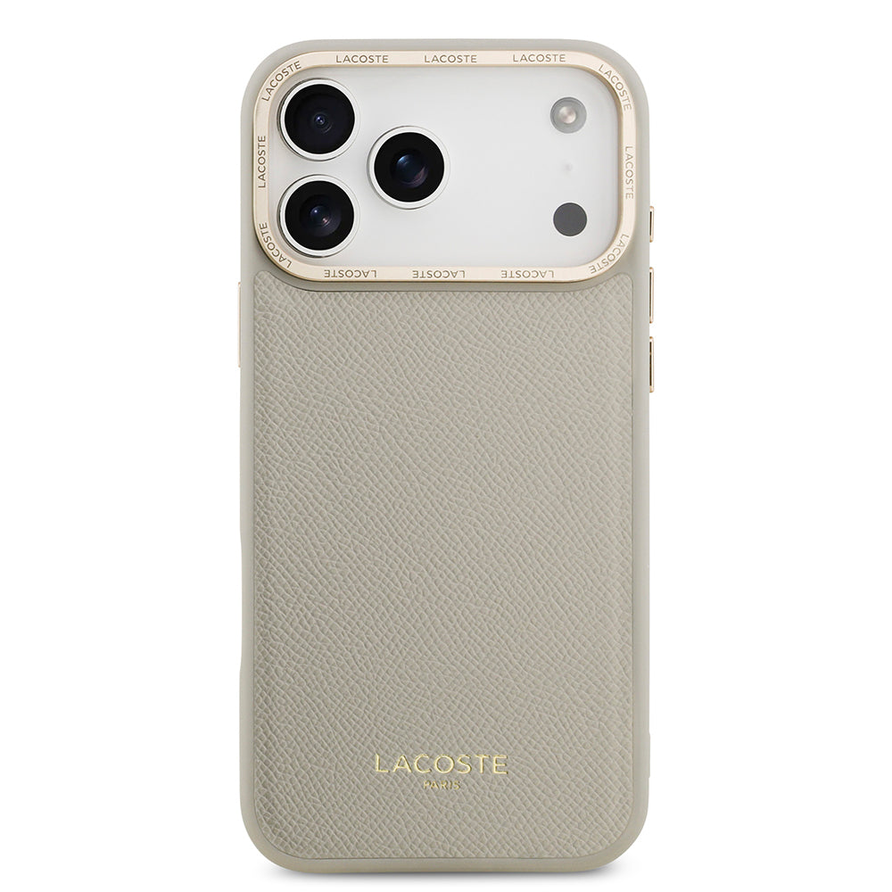 Apple iPhone 17 Pro Max Kılıf Lacoste Orjinal Lisanslı M-safe Şarj Özellikli Champs Elysees PU Deri Tasarımlı Kapak