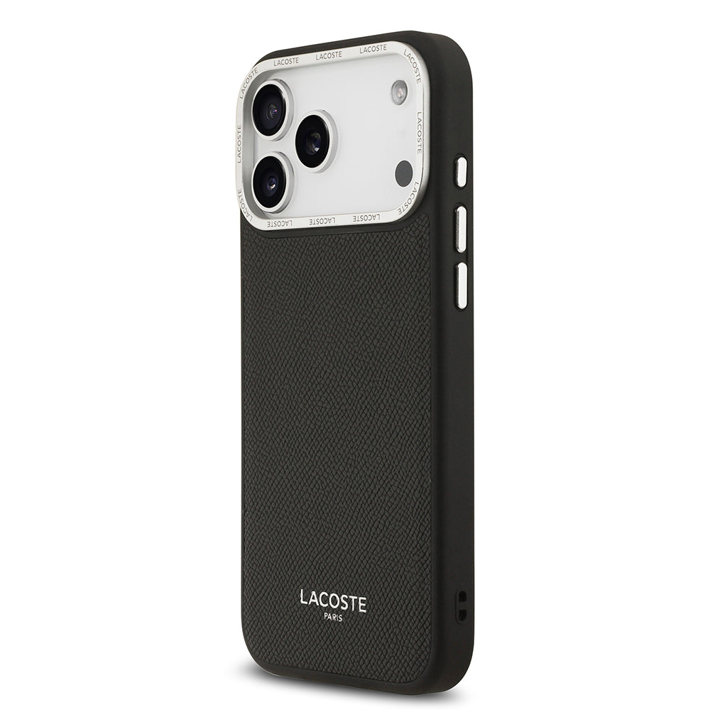 Apple iPhone 17 Pro Max Kılıf Lacoste Orjinal Lisanslı M-safe Şarj Özellikli Champs Elysees PU Deri Tasarımlı Kapak