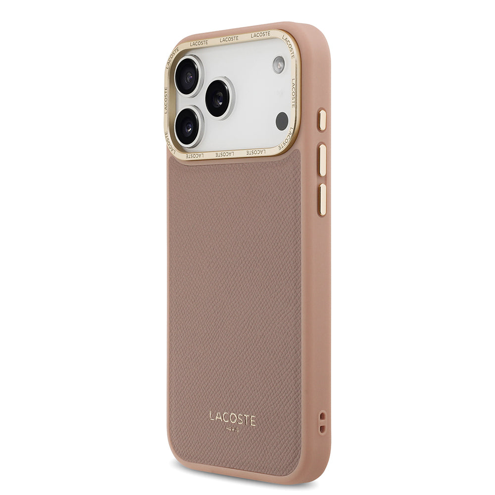 Apple iPhone 17 Pro Max Kılıf Lacoste Orjinal Lisanslı M-safe Şarj Özellikli Champs Elysees PU Deri Tasarımlı Kapak