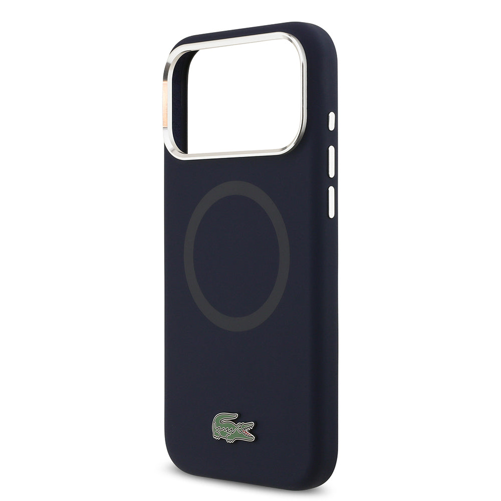 Apple iPhone 17 Pro Max Kılıf Lacoste Orjinal Lisanslı M-safe Şarj Özellikli İkonik Logolu Metal Kamera Çerçeveli Silikon Kapak
