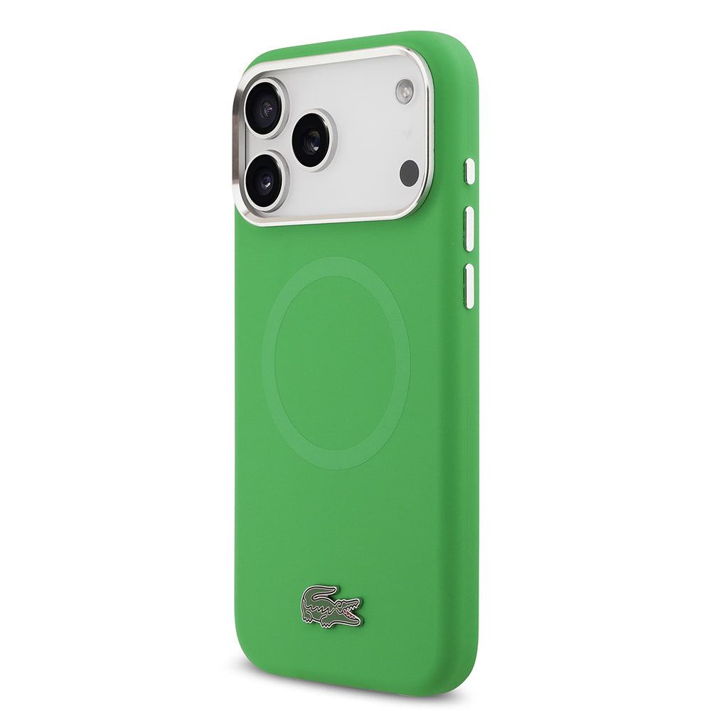 Apple iPhone 17 Pro Max Kılıf Lacoste Orjinal Lisanslı M-safe Şarj Özellikli İkonik Logolu Metal Kamera Çerçeveli Silikon Kapak