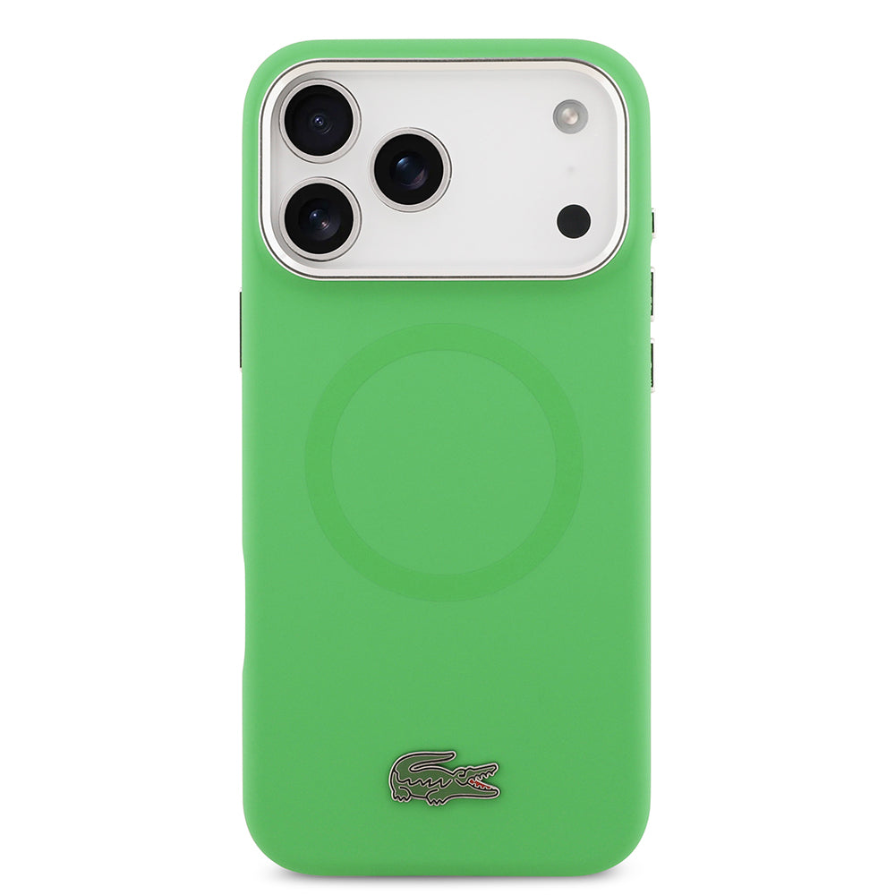 Apple iPhone 17 Pro Max Kılıf Lacoste Orjinal Lisanslı M-safe Şarj Özellikli İkonik Logolu Metal Kamera Çerçeveli Silikon Kapak