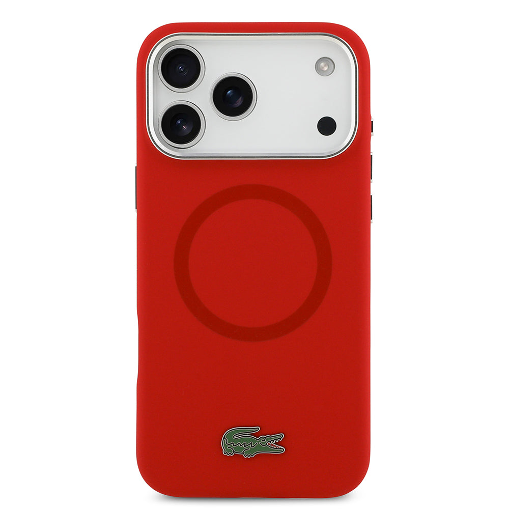 Apple iPhone 17 Pro Max Kılıf Lacoste Orjinal Lisanslı M-safe Şarj Özellikli İkonik Logolu Metal Kamera Çerçeveli Silikon Kapak