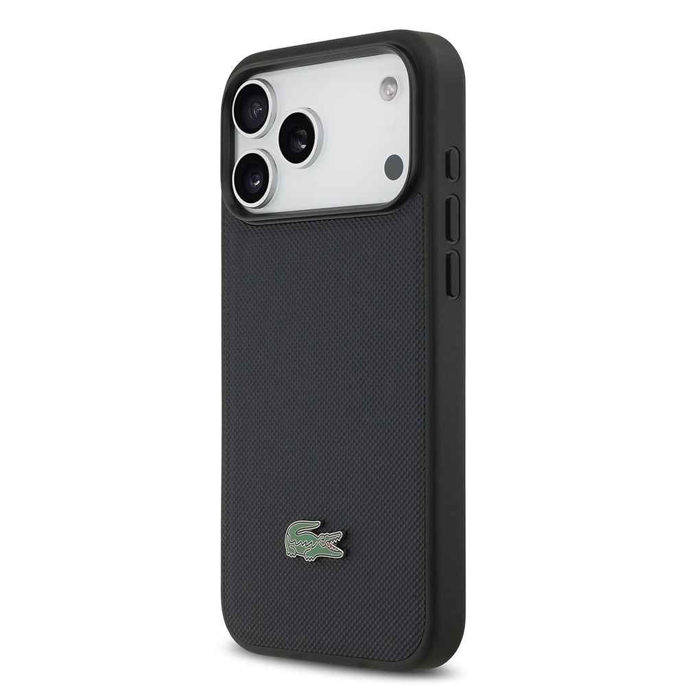 Apple iPhone 17 Pro Max Kılıf Lacoste Orjinal Lisanslı M-safe Şarj Özellikli PU Pike Desenli Metal Logolu Kapak