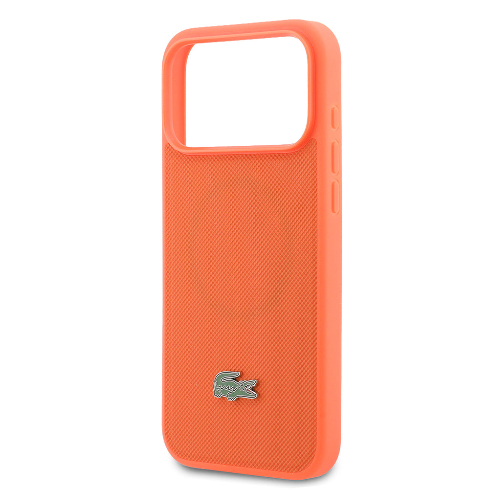 Apple iPhone 17 Pro Max Kılıf Lacoste Orjinal Lisanslı M-safe Şarj Özellikli PU Pike Desenli Metal Logolu Kapak