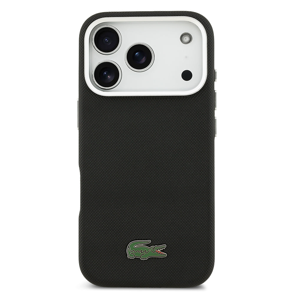 Apple iPhone 17 Pro Max Kılıf Lacoste Orjinal Lisanslı M-Safe Şarj Özellikli PVC Pike Desenli Arka Yüzey İkonik Timsah Dokuma Logolu Kapak