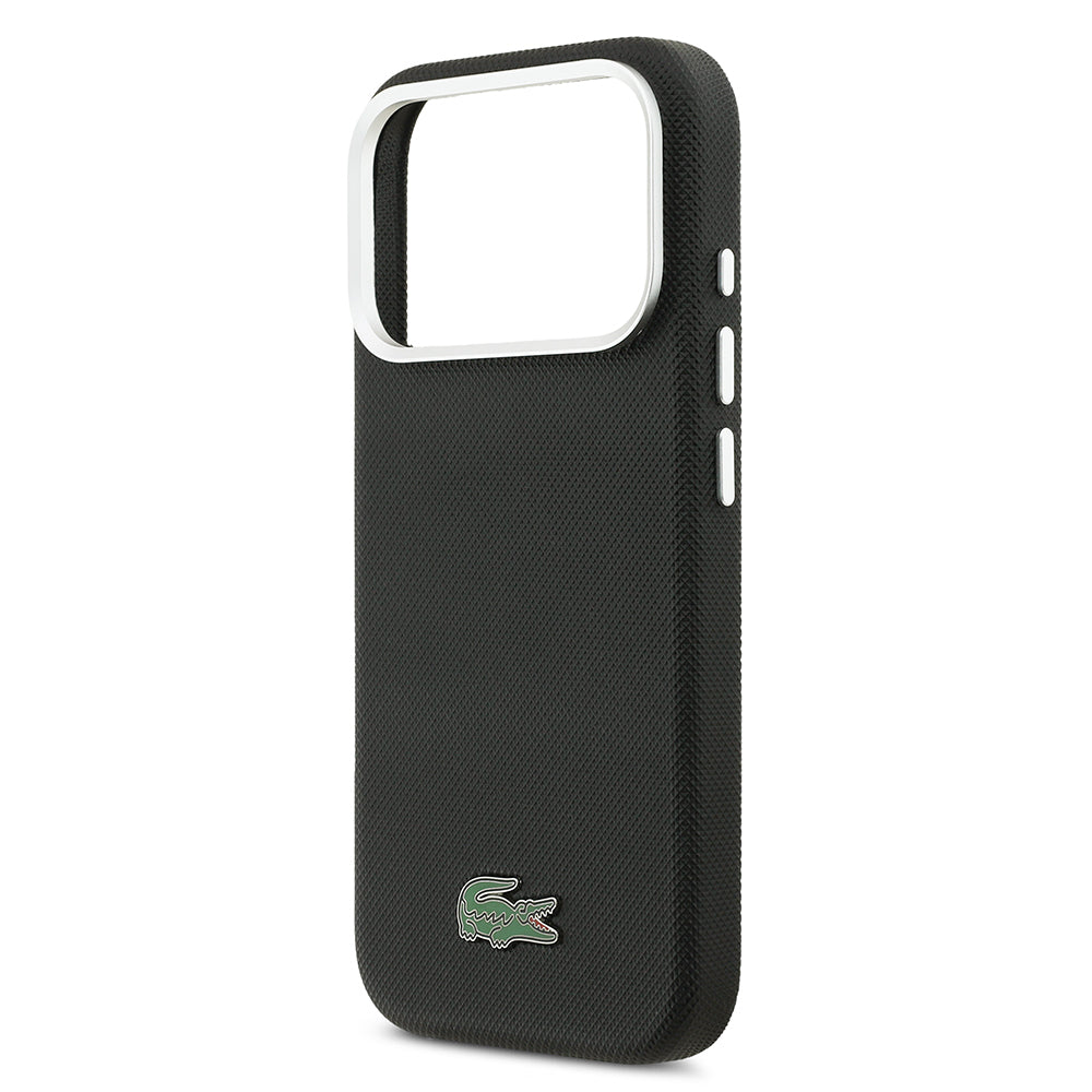 Apple iPhone 17 Pro Max Kılıf Lacoste Orjinal Lisanslı M-Safe Şarj Özellikli PVC Pike Desenli Arka Yüzey İkonik Timsah Dokuma Logolu Kapak