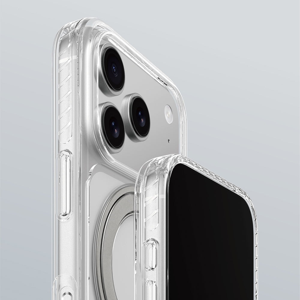 Apple iPhone 17 Pro Max Kılıf M-Safe Şarj Özellikli Airbag Tasarımlı Standlı AmazingThing Titan Pro MagSpin Kapak