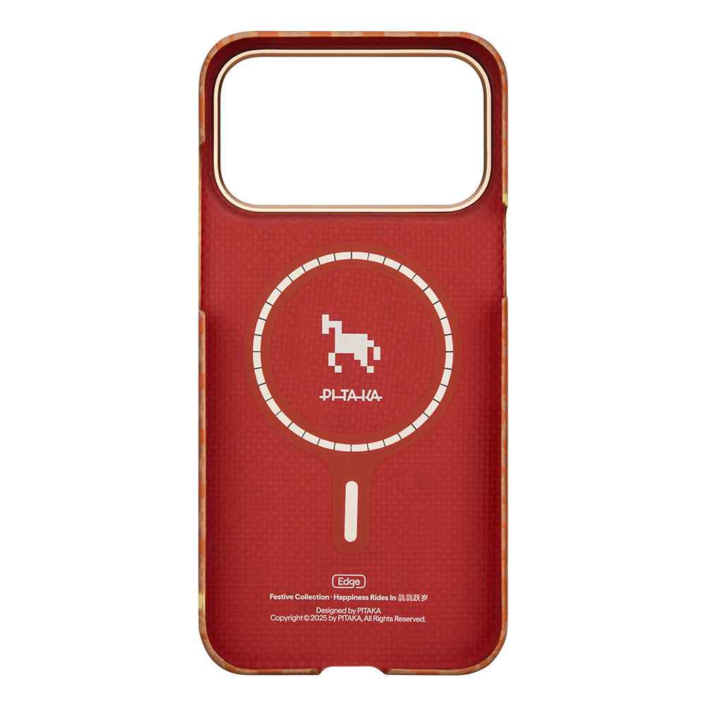 Apple iPhone 17 Pro Max Kılıf M-safe Şarj Özellikli Aramid Karbon Fiber Pitaka Edge Serisi Happiness Rides Kapak