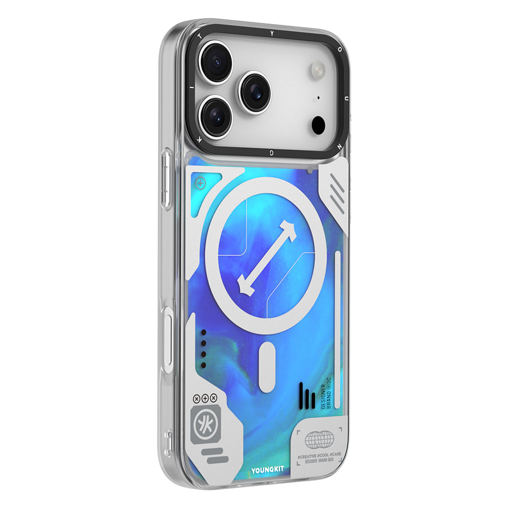 Apple iPhone 17 Pro Max Kılıf M-safe Şarj Özellikli Parlak Kumlu Sıvılı Tasarımlı Galaxy Fantasy Serisi Kapak