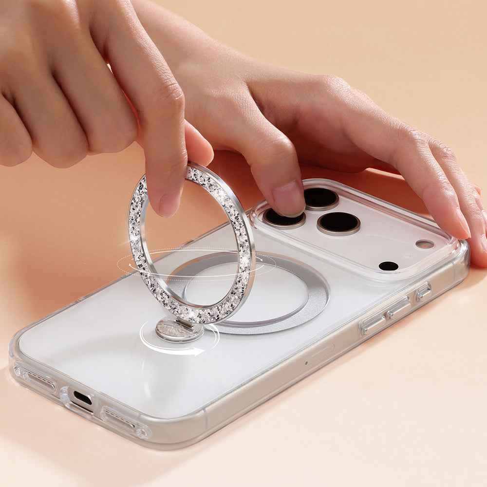 Apple iPhone 17 Pro Max Kılıf M-safe Şarj Özellikli Simli Standlı Pynana Dancing Circle Trendy Serisi Kapak