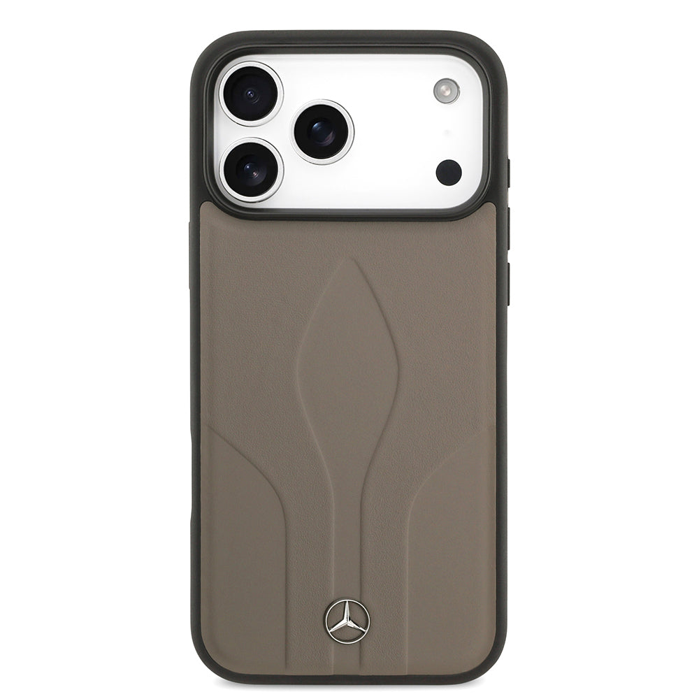 Apple iPhone 17 Pro Max Kılıf Mercedes Benz Orjinal Lisanslı M-safe Şarj Özellikli Dokulu Desenli Deri Kapak
